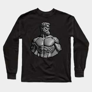 Ancient Greek Statue Of A Bearded Man With Muscular Physique Long Sleeve T-Shirt